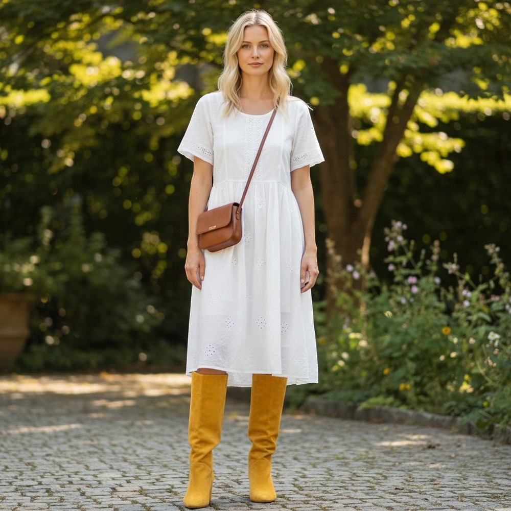 Anthopologie Silent D Mustard Yellow Suede Pointed Toe Kitten Heel Boots 37 6.5